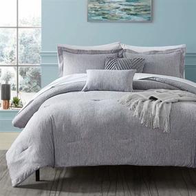 img 4 attached to 🛏️ Hobed Life Queen Comforter Set 4 PCS: Luxurious Silk-Like Filling in Fluffy All-Season Bedding Comforters & Sets, Grey Stylish Collections; Lightweight Queen Bed Comforter