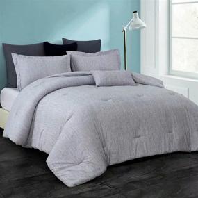 img 3 attached to 🛏️ Hobed Life Queen Comforter Set 4 PCS: Luxurious Silk-Like Filling in Fluffy All-Season Bedding Comforters & Sets, Grey Stylish Collections; Lightweight Queen Bed Comforter