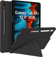 📱 vego galaxy tab s7 plus case with s pen holder | standing origami slim shell cover | auto wake/sleep | compatible with samsung tab s7+ 12.4 inch model sm-t970/975/976 [2020] (black) logo