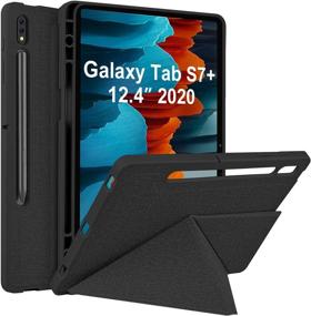 img 4 attached to 📱 VEGO Galaxy Tab S7 Plus Case with S Pen Holder | Standing Origami Slim Shell Cover | Auto Wake/Sleep | Compatible with Samsung Tab S7+ 12.4 Inch Model SM-T970/975/976 [2020] (Black)