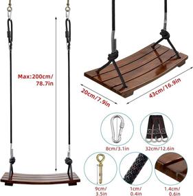 img 1 attached to 🎄 Pellor Wooden Tree Swing Set: Perfect Christmas Gift for Kids & Adults - Ideal for Backyards, Gardens, and Playgrounds - Sturdy, 440lbs Capacity - Indoor/Outdoor Hanging Rope Swing Seat (17.7 x 7.9 x 0.4 inch)