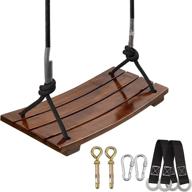 🎄 pellor wooden tree swing set: perfect christmas gift for kids & adults - ideal for backyards, gardens, and playgrounds - sturdy, 440lbs capacity - indoor/outdoor hanging rope swing seat (17.7 x 7.9 x 0.4 inch) логотип