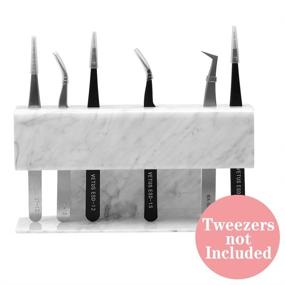 img 3 attached to 📌 Gemerry Eyelash Extension Supplies Tweezer Holder Stand - Acrylic Display Storage for Lash Extension Tools and Accessories (Marbling, 8 Pcs Tweezers Shelf Holder)