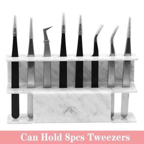 img 2 attached to 📌 Gemerry Eyelash Extension Supplies Tweezer Holder Stand - Acrylic Display Storage for Lash Extension Tools and Accessories (Marbling, 8 Pcs Tweezers Shelf Holder)