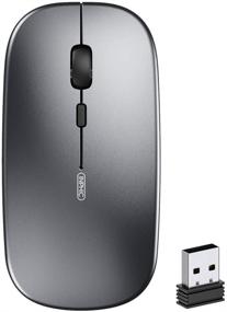 img 4 attached to 🖱️ Inphic Ultra Thin Wireless Mouse Rechargeable: Portable Silent Optical Cordless Mouse for Laptop, PC, Mac - 1600 DPI, 2.4G, USB Receiver - Iron Gray