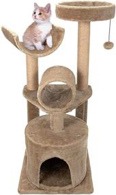 img 4 attached to 🐱 Hogaryo 39-Inch Cat Tree Tower for Cats & Kittens, Multi Level Condo with Hammock and Scratching Board, Tall Climbing Stand with Plush Fabric - Pet Furniture for Play and Rest