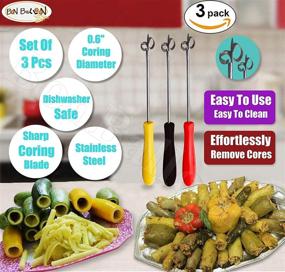 img 2 attached to 🥒 Efficient Stainless Steel Vegetable Corer Set for Zucchini, Squash, and Cucumbers - Remove Seeds Easily with 3 Professional Kitchen Tools