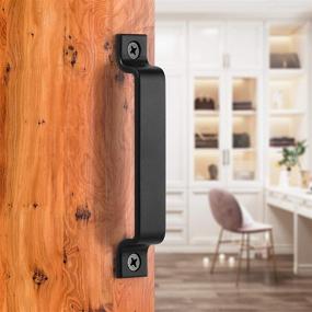 img 3 attached to 🚪 FaithLand Barn Door Handle Set - Pack of 2, 6.42 inch Black Gate Handle for Sliding Barn Door, Cabinet, Closet, Garage, Shed - Includes 2 Sets of Screws in Different Lengths