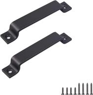 🚪 faithland barn door handle set - pack of 2, 6.42 inch black gate handle for sliding barn door, cabinet, closet, garage, shed - includes 2 sets of screws in different lengths логотип