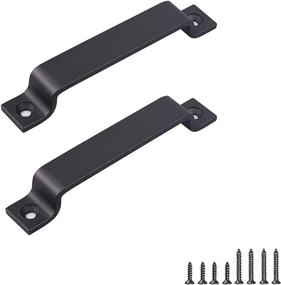 img 4 attached to 🚪 FaithLand Barn Door Handle Set - Pack of 2, 6.42 inch Black Gate Handle for Sliding Barn Door, Cabinet, Closet, Garage, Shed - Includes 2 Sets of Screws in Different Lengths