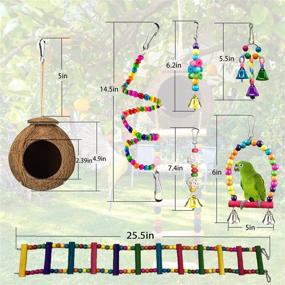 img 3 attached to Bird Cage Accessories: Parakeet Cage Toys Set with Hideaway, Hammock, 🐦 Swing, and Chewing Toys - Perfect for Small Birds like Cockatiels and Parakeets