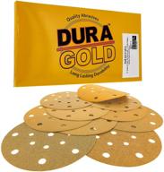 📦 dura-gold premium 60-1000 grit 6" gold sandpaper discs, 17 hole pattern dustless, 5 each, 50 total - hook & loop backing for da sander, sanding automotive, woodworking logo