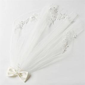 img 3 attached to Elesa Miracle Ivory Wedding Veil with Bow Embroidery and Gift Box - Perfect for First Communion and Flower Girls