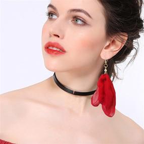 img 1 attached to Earrings Chiffon Statement Exaggerated Earrings Short