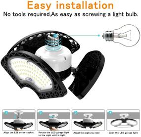 img 2 attached to 💡 Ultra-Bright 80W LED Garage Light Bulbs - 12000LM Daylight 6000K | Adjustable Panels for Garage, Warehouse, Barn, Workshop, Basement - E26 LED Garage Ceiling Lights