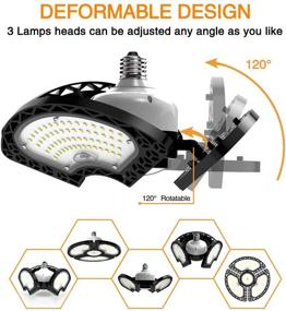 img 3 attached to 💡 Ultra-Bright 80W LED Garage Light Bulbs - 12000LM Daylight 6000K | Adjustable Panels for Garage, Warehouse, Barn, Workshop, Basement - E26 LED Garage Ceiling Lights