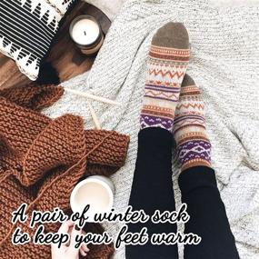 img 1 attached to 🧦 Women's Winter Vintage Thick Knit Wool Socks - Soft, Warm Cabin Cozy Crew Socks - Perfect Gift