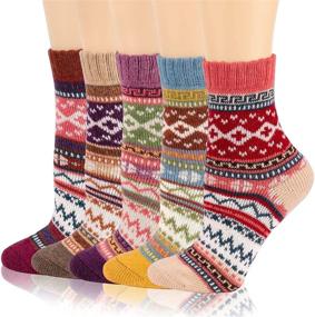 img 4 attached to 🧦 Women's Winter Vintage Thick Knit Wool Socks - Soft, Warm Cabin Cozy Crew Socks - Perfect Gift