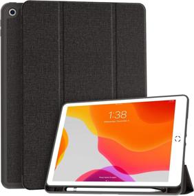 img 4 attached to 📱 Soke New iPad 10.2 Case with Pencil Holder 2021/2020/2019 - Premium Shockproof Case Darkgrey