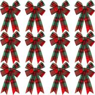 🎀 willbond buffalo plaid bows: festive christmas party supplies (24 pack, red and green) logo