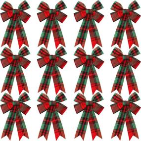 img 4 attached to 🎀 WILLBOND Buffalo Plaid Bows: Festive Christmas Party Supplies (24 Pack, Red and Green)