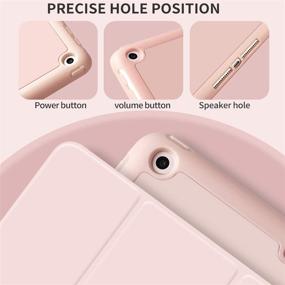 img 1 attached to 📱 Aoub iPad 5th/6th Generation 9.7" Case 2018/2017 - Thin Lightweight Pink Cover with Pencil Holder and Smart Protective Stand - Compatible with A1822/ A1823/ A1893/ A1954 Model - Auto Wake Up/Sleep Feature