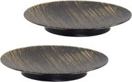 🕯️ huangxin retro candle holders plate black gold - set of 2 candlestick holders for pillar candles & tea lights - ideal for birthday & dining party decor - decorative metal candleholders logo