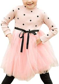 img 3 attached to 🎀 Polka Dotted Multilayer Ruffled Long Sleeve Tutu Party Dresses for Toddler Girls by NNJXD