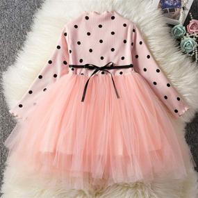 img 2 attached to 🎀 Polka Dotted Multilayer Ruffled Long Sleeve Tutu Party Dresses for Toddler Girls by NNJXD