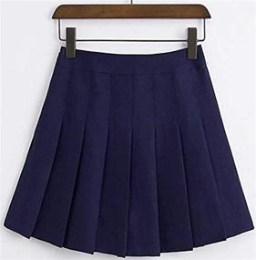 img 3 attached to High Waisted Pleated Skater Skirt for Girls & Women - A-line Mini Skirt with Lining Shorts, Ideal for Tennis & School Uniforms