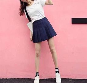 img 2 attached to High Waisted Pleated Skater Skirt for Girls & Women - A-line Mini Skirt with Lining Shorts, Ideal for Tennis & School Uniforms