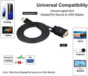 img 2 attached to 💻 Benfei DP DisplayPort to VGA 6ft Cable: High-Quality Adapter for Lenovo, Dell, HP, ASUS & More