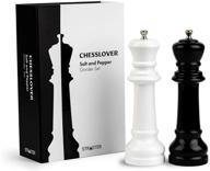 ♟️ chesslover salt and pepper grinder set – manual wooden mills with novelty chess-inspired design, adjustable grinding levels, 8 inch logo