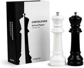 img 4 attached to ♟️ Chesslover Salt and Pepper Grinder Set – Manual Wooden Mills with Novelty Chess-inspired Design, Adjustable Grinding Levels, 8 Inch