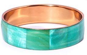 img 2 attached to Stunning Richera Set: 2 Mop Bangles with Dual Tones of Verdant Green