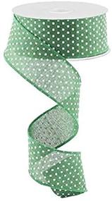 img 1 attached to Emerald Green & White Polka Dot 🎄 Christmas Wired Ribbon - 1.5 Inches x 10 Yards