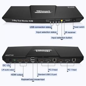 img 3 attached to 🖥️ TESmart Dual Monitor 4K@60Hz Ultra HD DP KVM Switcher with 2 Inputs, 2 Pcs 5ft KVM Cables and DP Cables - Supports USB 2.0 Devices, Control up to 2 DP Port Devices