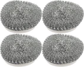 img 2 attached to 🧽 Stainless Steel Wire Sponge for Pans - Pack of 4 - Effective Metal Scrubbers for Dish Cleaning and Pot Scouting