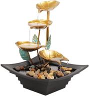 🌼 ferrisland lily water fountain indoor tabletop - serene metal flowers and leaves design, tranquil water sound, perfect home décor for relaxation logo