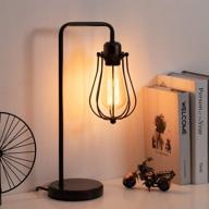 💡 haitral edison table lamp - industrial vintage nightstand lamp with marble base for bedroom, living room, guest room, office - black (bulb not included) логотип