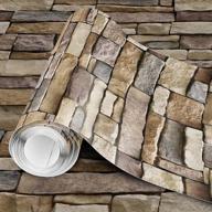 🧱 rustic stone peel and stick wallpaper - 3d textured brick backsplash, vintage adhesive contact paper - easily removable & multicolored - 17.71" x 118 logo