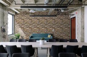 img 1 attached to 🧱 Rustic Stone Peel and Stick Wallpaper - 3D Textured Brick Backsplash, Vintage Adhesive Contact Paper - Easily Removable & Multicolored - 17.71" x 118
