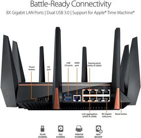 img 1 attached to 🎮 ASUS ROG Rapture WiFi Gaming Router (GT-AC5300): Tri Band Gigabit Wireless, Quad-Core CPU, WTFast Game Accelerator & Lifetime Internet Security