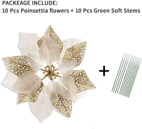 img 3 attached to 🎄 10 Pack Glitter Poinsettia Bushes: Gold Christmas Tree Flowers & Ornaments