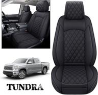 yiertai waterproof faux leather seat covers for toyota tundra - front seats only (fit for crew, double, & extended cab) - 2008-2022 pickup truck - 2 pcs (black) logo