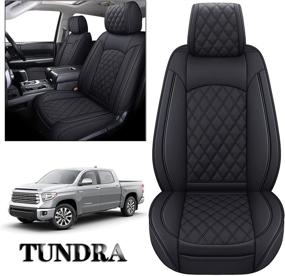 img 4 attached to YIERTAI Waterproof Faux Leather Seat Covers for Toyota Tundra - Front Seats Only (Fit for Crew, Double, & Extended Cab) - 2008-2022 Pickup Truck - 2 PCS (Black)