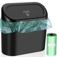 wontolf car trash can bin with lid: compact and leakproof mini vehicle 🚗 garbage container with 30pcs trash bags for car, office, kitchen, bedroom, and home organization logo