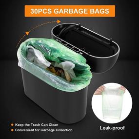 img 3 attached to Wontolf Car Trash Can Bin with Lid: Compact and Leakproof Mini Vehicle 🚗 Garbage Container with 30pcs Trash Bags for Car, Office, Kitchen, Bedroom, and Home Organization