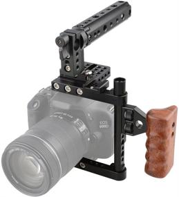img 4 attached to 📷 CAMVATE DSLR Camera Cage: Top Handle & Wood Grip for Nikon Sony Panasonnic - A Perfect Compatibility Match!