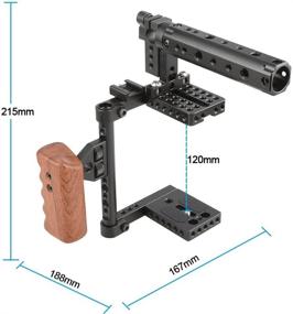 img 3 attached to 📷 CAMVATE DSLR Camera Cage: Top Handle & Wood Grip for Nikon Sony Panasonnic - A Perfect Compatibility Match!